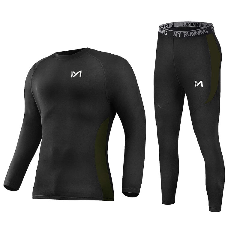 MEETYOO mens Sport Long Johns Base Layer Set, Black, Large US - Image 1
